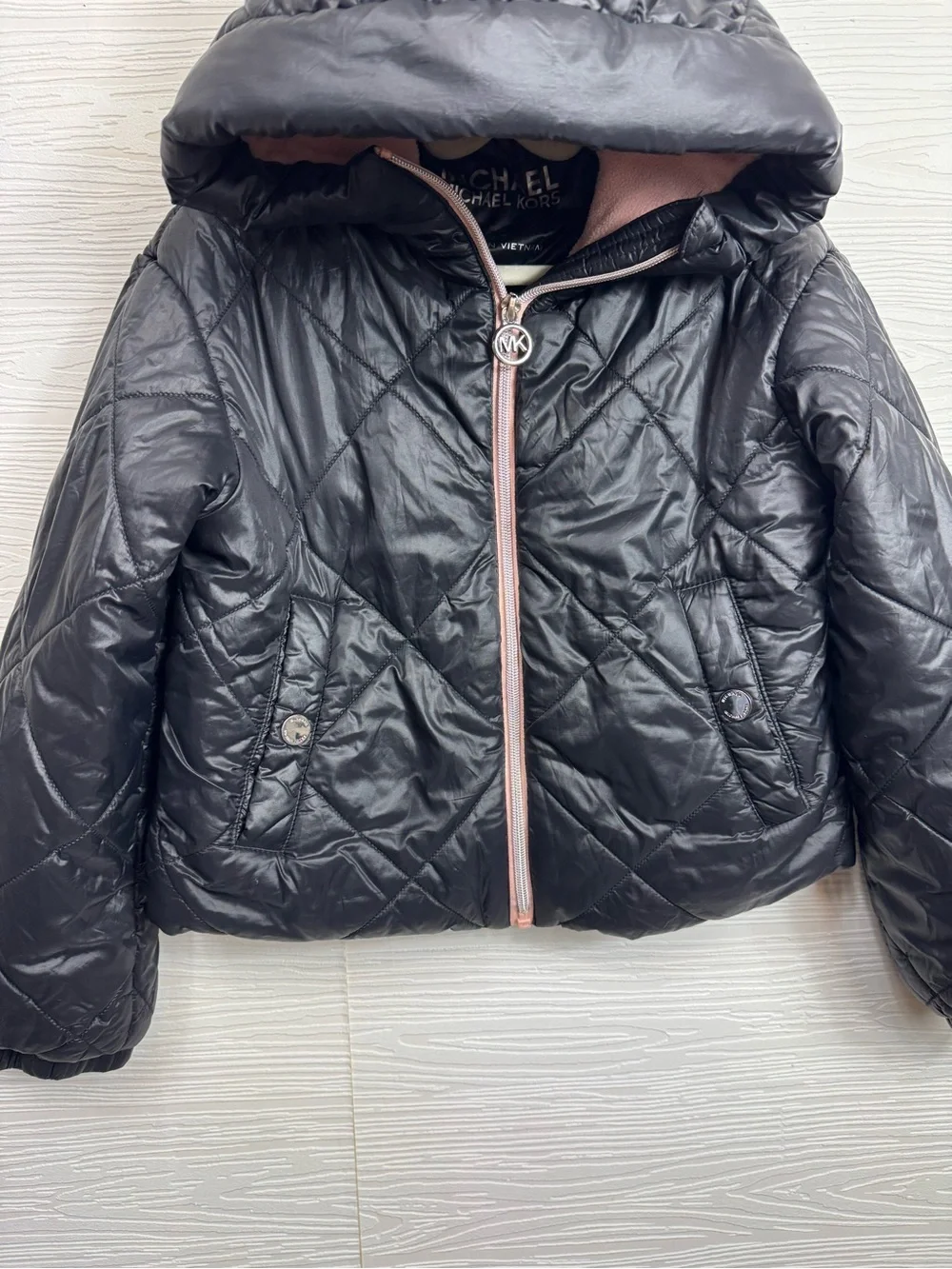Girls Michael Kors Black Quilted Hooded Puffer Jacket‎ 7/8